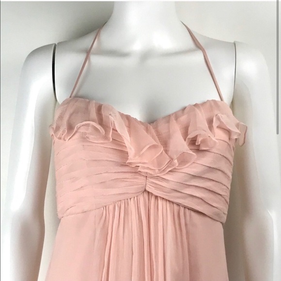 Amsale Ruffle Front Blush Chiffon Dress - Picture 3 of 4